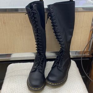 Dr. Martens 1B60 Bex Pisa Leather Knee High Lace Up Boots